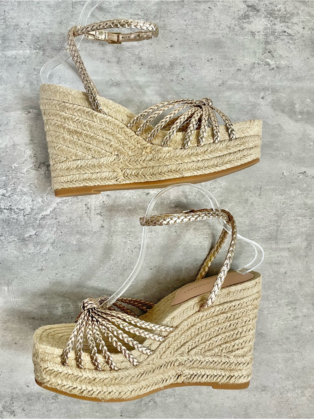 Loeffler Randall Pamela Mignon Knotted Metallic Leather Wedge Sandals 9.5 NIB - Picture 9 of 16